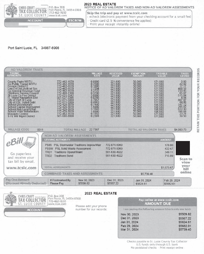 Tax bill example