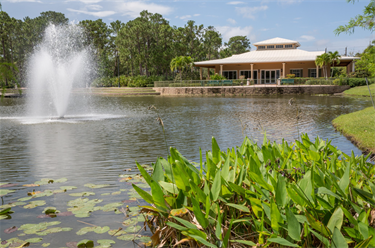 Botanical gardens fountain and lake