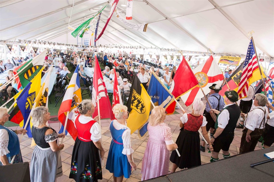 Oktoberfest gathering with flags