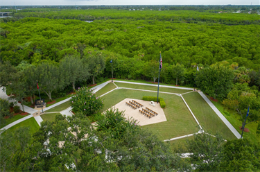 Veterans Memorial Park Ceremonial Pentagon with benches aerial