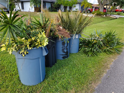 yard waste in cans