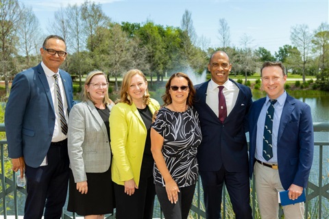 Photo shows HUD Secretary Scott Turner (second from right) with officials from the City of Port St. Lucie after the Secretary toured Port St. Lucie. 