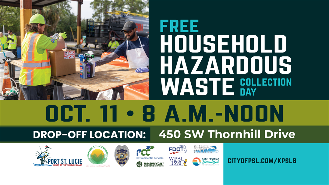 Free Hazardous Waste Drop-Off on Oct. 11 | City of Port St. Lucie, FL