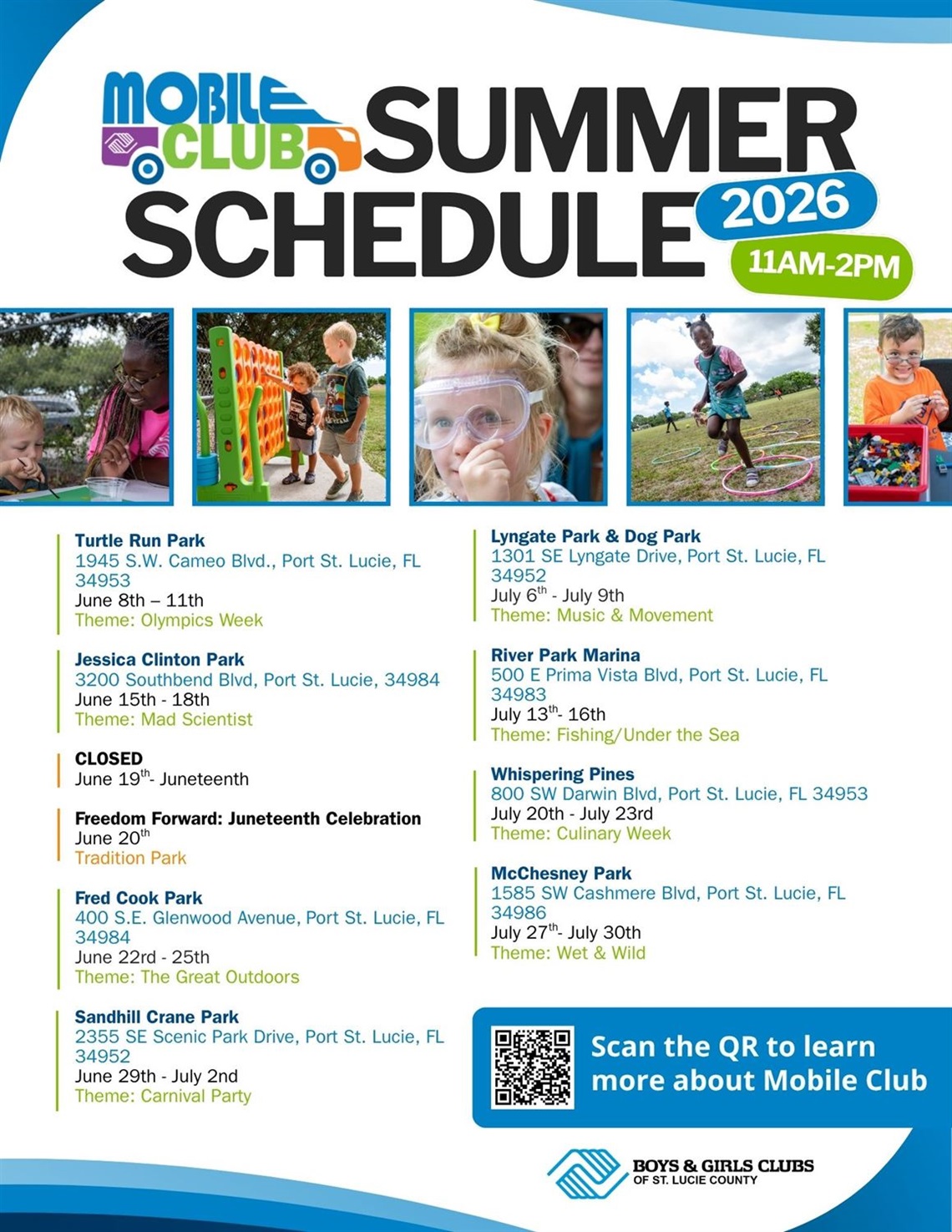 Mobile Club Summer Schedule 2026