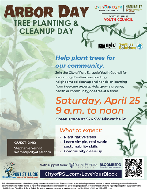 Arbor Day Tree Planting and Cleanup 2026