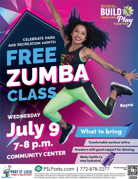 Free Zumba Class for P&R Month July 9 2025