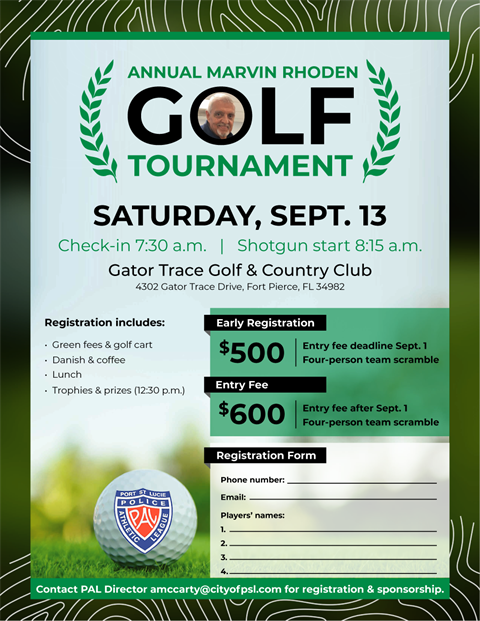 PAL Golf Tournament Flyer & Registration Form 2025