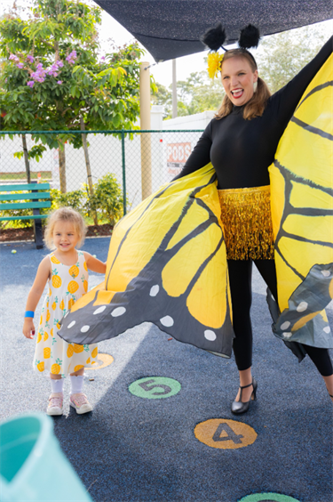 Easter Breakfast Butterfly Lady with child